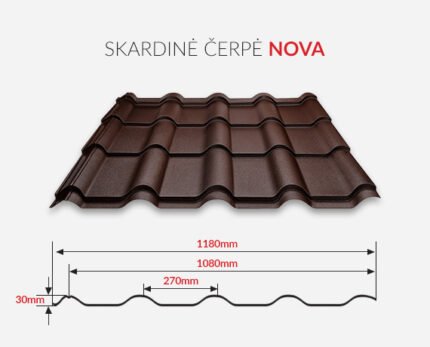 Skardinė stogo danga NOVA polyesteris blizgus 0,5 mm.
